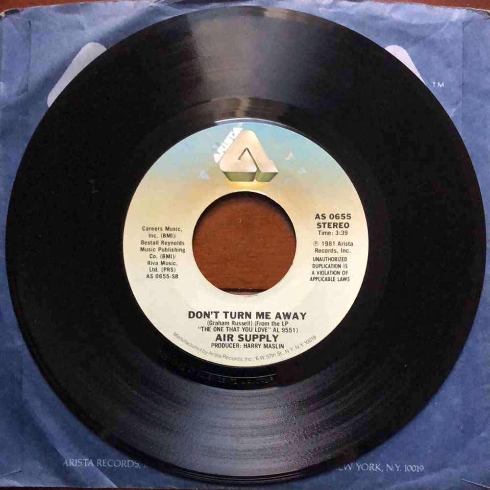 Air Supply Sweet Dream/Don't Turn Me Away Vinyl 45 Record '81 - Picture 4 of 5